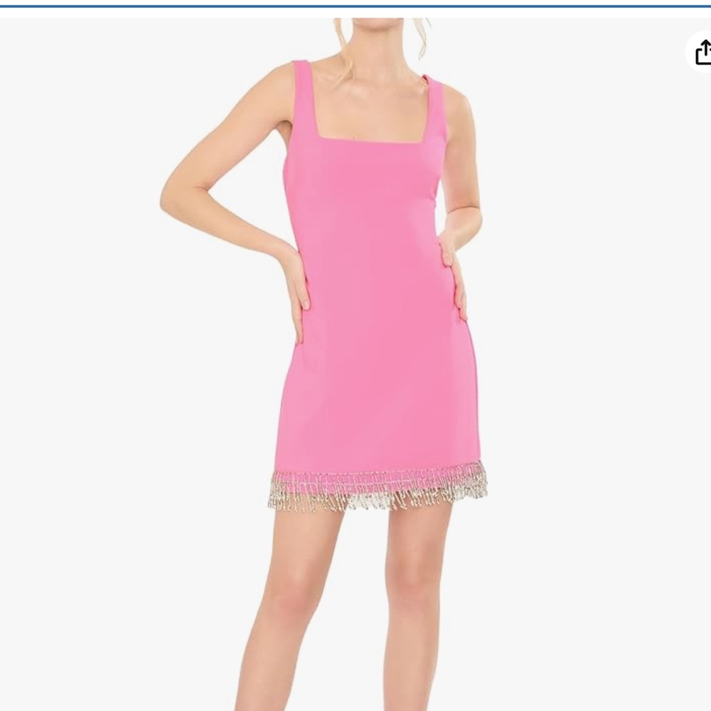 Likely Pink Mini Dress with Silver Fringe